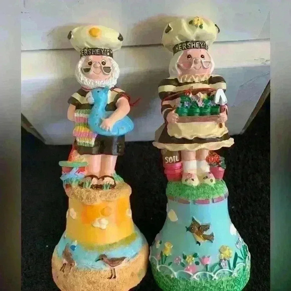 Vintage Set of 2, 2000 Hershey Chocolate World Elf, Summer and Spring Bells - Picture 1 of 9